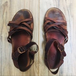 Chaco Java Brown Leather Fallon Sandals